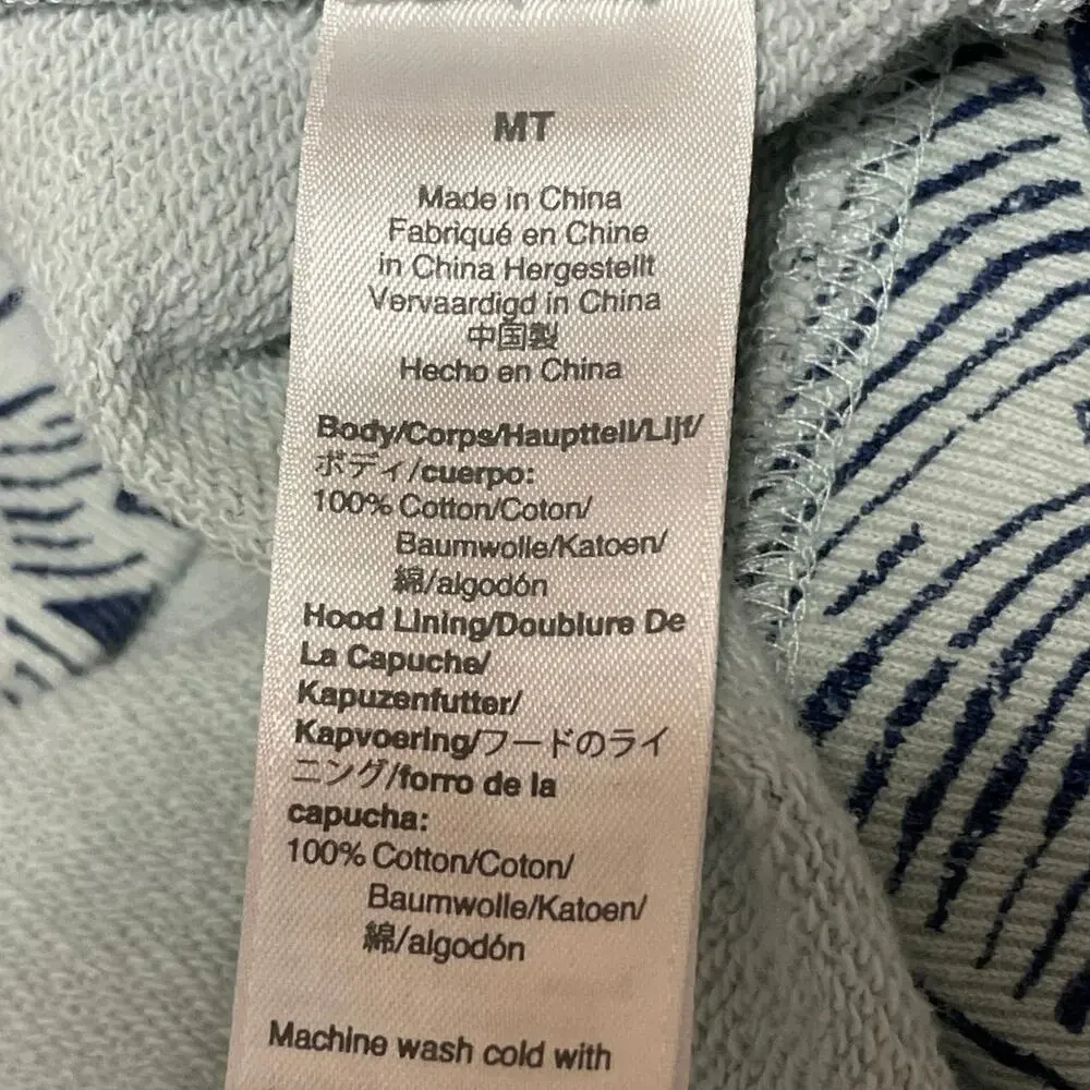 J.Crew Men's Blue Long Sleeves Tropical Print Hoodie Hooded Sweatshirt Top Sz MT